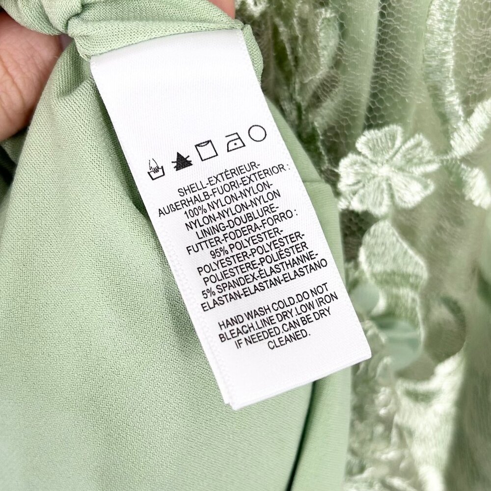 Dress the Population Audrey Floral Mesh Overlay Dress in Sage - Picture 6 of 8